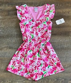NEW Stella Parker Floral Pink Swim Suit Romper Size Small‎ Modest Shorts thumbnail 1