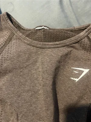 Gymshark Brown vital Seamless Long-Sleeve Crop Top with Logo thumbnail 8