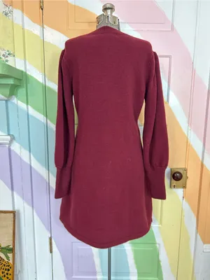 AnnieWear NWT Women’s Sweater Dress Sz M Burgundy Long Sleeve 👽🧡 thumbnail 2