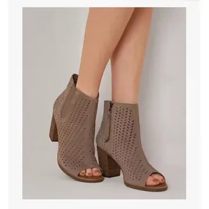 Toms Majorca Peep Toe Ankle Booties Suede thumbnail 10