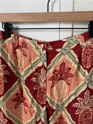 Farm Rio x Anthropologie Pineapple Satin Wide-Leg Pants - Medium thumbnail 6