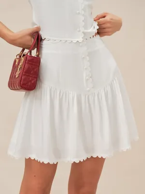 Rihoas White Button Ruched Mini Skirt thumbnail 1