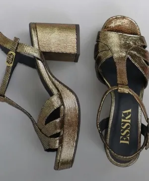 Esska Gold & Black Platform Heels Size 9 thumbnail 1