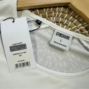 NWT Gymshark Women’s Training Crop Longsleeve Shirt Top Activewear in White L thumbnail 10