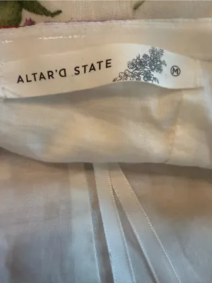 Altar'd State White Julie Dress with Pink & Green Floral Trim Size M wedding thumbnail 9
