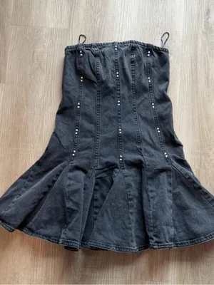 Able Black Denim Fit-and-Flare Studded Dress‎ thumbnail 1