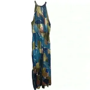 Nicole Miller Women's Sleeveless Halter Maxi Dress M‎ Multicolor Formal thumbnail 12