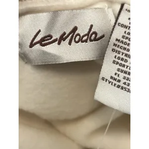 Le Moda Ivory Fleece Faux Fur Trim Zip Cape Poncho Pom Poms Pockets One Size NWT thumbnail 7