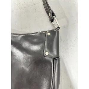 Nine West Accessories Black Faux Leather Shoulder Bag White Stitching Hobo Purse thumbnail 3