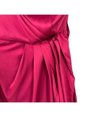 Lulus One Shoulder Asymmetric Satin Cocktail Party Midi Dress Red Size XL NWOT thumbnail 4