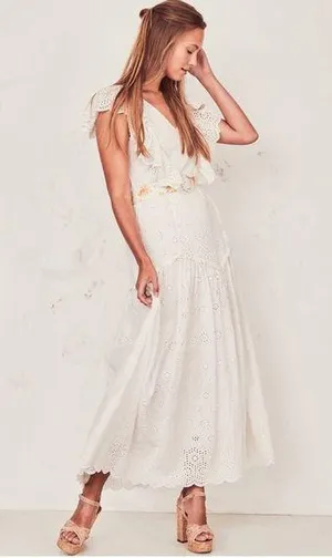 LOVESHACKFANCY Cressida White Maxi Dress thumbnail 1