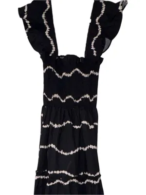 The Lulo Project Sunset Print Smocked Stretch Cotton Maxi Dress Medium NWT thumbnail 5