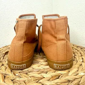 BANGS Shoes Orange Brown High Top Sneakers Saharah Sand Canvas Lace Up Size 7.5 thumbnail 3