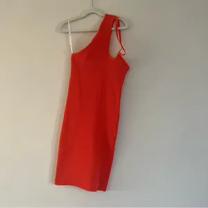 Lulus exciting night orange ribbed body con dress thumbnail 3