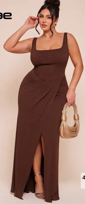 Plus Size Women Vintage Elegant Square Neck thumbnail 1