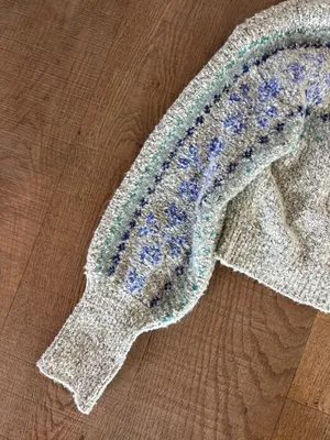 free people fuzzy sweater pullover bubble sleeve thumbnail 2