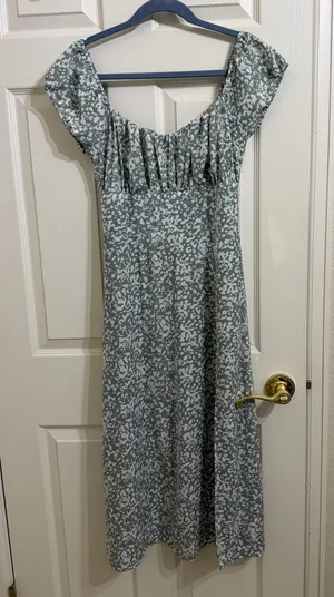 Abercrombie & Fitch Sage Green Floral Maxi Dress Summer Spring thumbnail 1