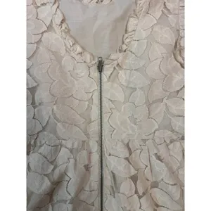 Tulle Womens Cream Floral Lace Ruffle Sleeveless Mini Dress Size‎ Large thumbnail 6