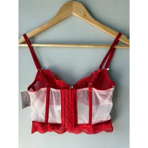 NWT Auden Red Lace Corset Bra Top thumbnail 4