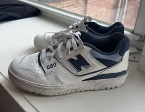 New Balance 550 Women’s White and Navy Leather Sneakers thumbnail 1