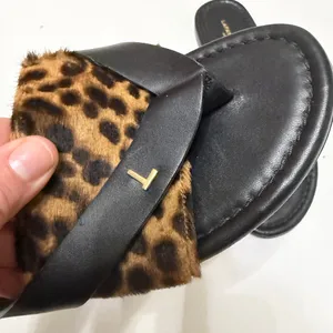 Lafayette 148 iris leopard print leather sandals‎ black brown size 36 thumbnail 3