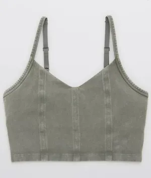 Offline By Aerie OG Corset Green Sports Bra thumbnail 1