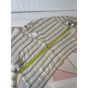NWT American Eagle Striped V-Neck Cardigan Sweater Beige Tan Size M thumbnail 3