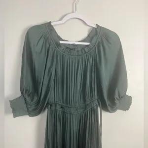 NWT MinkPink x Revolve Anya off shoulder Midi Dress in Dark teal size x-small thumbnail 3
