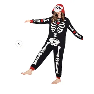 Halloween Skeleton Glow In The Dark Pajamas Plush Size Small thumbnail 2