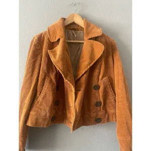 Free People Corduroy Jacket Relaxed Double Breasted Peacoat Golden Brown thumbnail 7