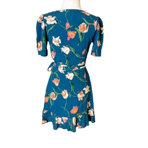Privacy please revolve floral faux wrap dress blue‎ sz XS thumbnail 6