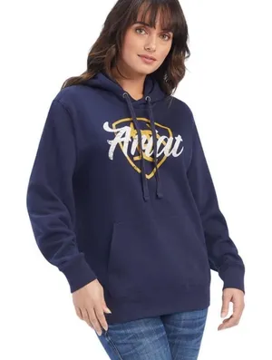 Ariat REAL Shield Logo Hoodie navy eclipse large NWOT country cowgirl western​​ thumbnail 1