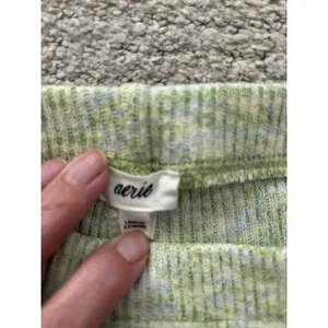 Aerie Soft High Waisted Baby Flare Pants Women's L Jade Green Yellow‎ thumbnail 4