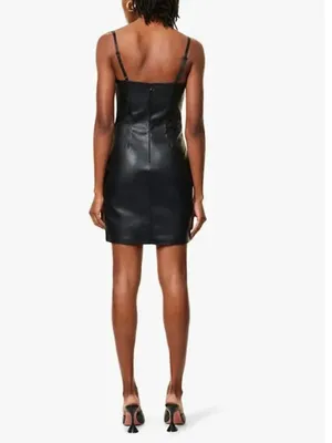 GOOD AMERICAN Faux Leather Cami Mini Dress in Black‎ size 2XL thumbnail 2
