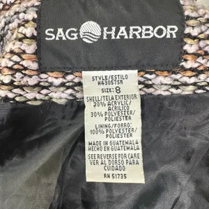 Sag Harbor Multicolor Boucle Full Zip Jacket Blazer Women's Size 8 thumbnail 3