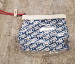 FLAWED NWT Victoria's Secret PINK Red White and Blue American Flag Cosmetic Bag thumbnail 1