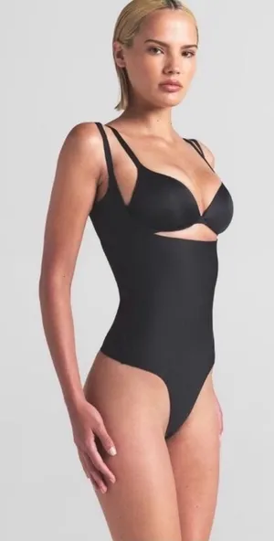 SKIMS NWT Body Zoned Open Bust Thong Bodysuit (B12) size LARGE thumbnail 1