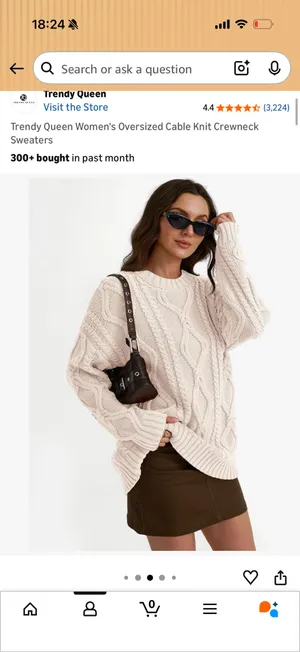 Amazon Oversized Cable Knit Sweater Cream thumbnail 5