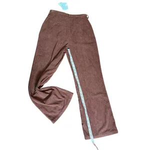 Commense Womens Brown Corduroy Wide Leg Pleated Trousers High‎ Waist Size M NEW thumbnail 2