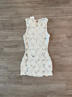 NWT Peppermayo Candace Mini Dress in Ivory, Size 4 thumbnail 2