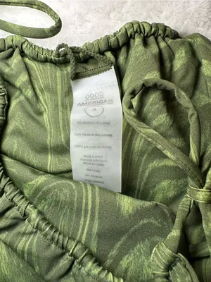 GOOD AMERICAN SET: Sarong & Tiny Ties Bikini Bottom • Pesto Swirl • Size Large 3 thumbnail 6