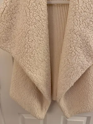 a.n.a Cream Sherpa Open Front Drape Vest Small thumbnail 3