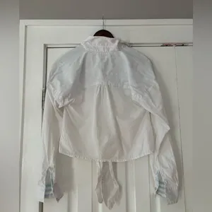 Anthropologie Maeve White Cotton Tie Button Up Shirt Size‎ 2 EUC thumbnail 2