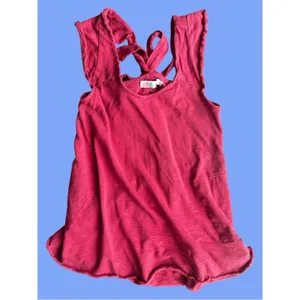 Free people cotton tank cherry cola red size large FP Beach thumbnail 3