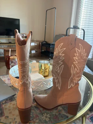 Altar'd State Light Pink Cowgirl Heeled Boots thumbnail 3