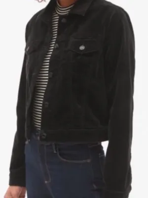 Gap Icon Velvet Jacket in True Black Small Collared Button Down Boxy Denim thumbnail 1