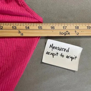 Bright Pink Tank Dress Size S Ribbed Knit Strappy Summer Dopamine Beach Resort thumbnail 8