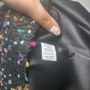 Amanda Uprichard Ace Black Confetti Tweed Mini Dress Multi Color Metallic Small thumbnail 7