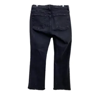 Woman Premium Denim Collection Black Raw Hem Straight Leg Cropped Jeans 6 thumbnail 3