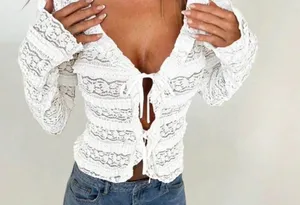 White Blouse Frilly Tie Up thumbnail 1